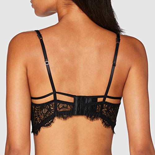 Women's Secret Sujetador push up con pie de encaje y tiras negro ,85B para Mujer
