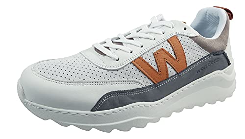 Wonders | Zapatos de Hombre | Minorca CB-4202 Blanco | Zapatos de Piel | Cierre con Cordones | Piso de Goma (Blanco, Numeric_43)