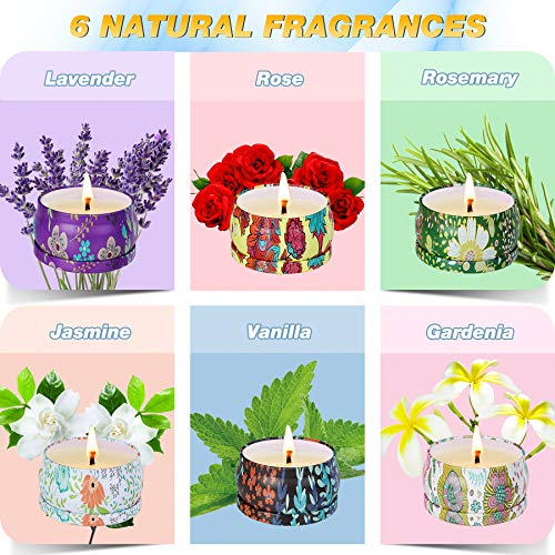 WONSEFOO Velas Perfumadas, Juego de Velas 6 PCS, Velas Aromaticas, Velas de Aromaterapia Cera de Soja, Aliviar el Estrés, Adecuadas para , Dormitorio, Cumpleaños, Navidad Día de San Valentín Regalos