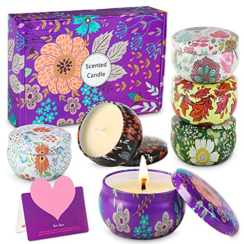 WONSEFOO Velas Perfumadas, Juego de Velas 6 PCS, Velas Aromaticas, Velas de Aromaterapia Cera de Soja, Aliviar el Estrés, Adecuadas para , Dormitorio, Cumpleaños, Navidad Día de San Valentín Regalos