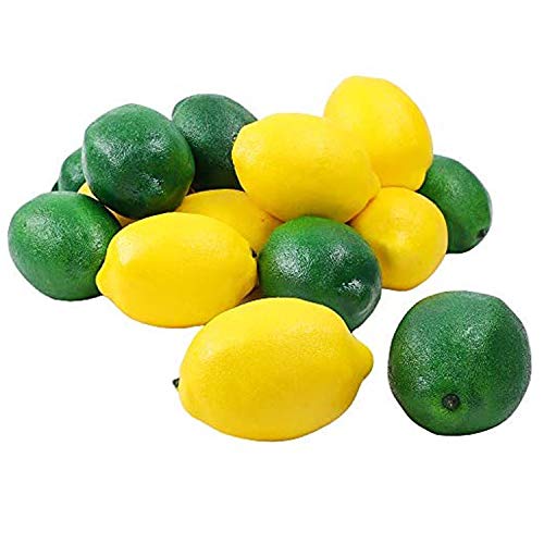 Woohome 30 Pz Artificiales Amarillo Limón 10 Pz Simulación Limón Artificial Realista 20 Pz La Rebanada Falsa del Limón para Decoración, Accesorios para Fotografías, Amarillo y Verde