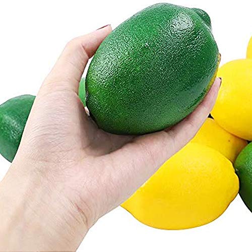 Woohome 30 Pz Artificiales Amarillo Limón 10 Pz Simulación Limón Artificial Realista 20 Pz La Rebanada Falsa del Limón para Decoración, Accesorios para Fotografías, Amarillo y Verde