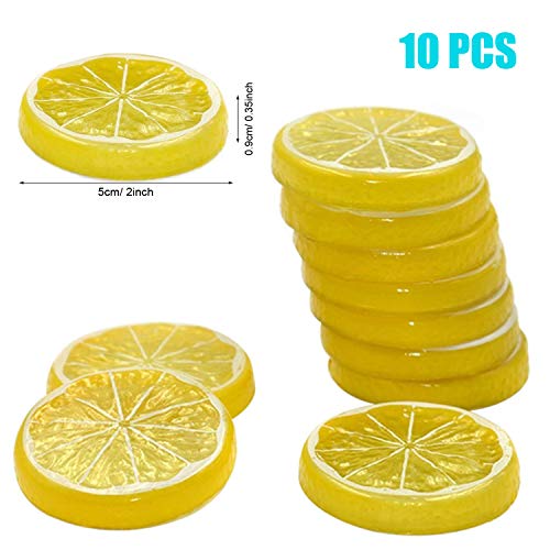 Woohome 30 Pz Artificiales Amarillo Limón 10 Pz Simulación Limón Artificial Realista 20 Pz La Rebanada Falsa del Limón para Decoración, Accesorios para Fotografías, Amarillo y Verde