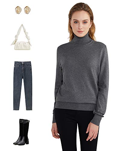 Woolen Bloom Jersey Mujer Cuello Tortuga Suéter Camiseta Manga Larga Camisa Invierno Jersey Basico Suelto Sudadera de Punto Tops Pull-Over Suéter Mujer Primavera Otoño