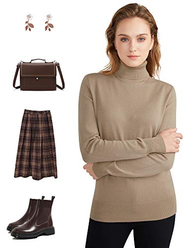 Woolen Bloom Jersey Mujer Cuello Tortuga Suéter Camiseta Manga Larga Camisa Invierno Jersey Basico Suelto Sudadera de Punto Tops Pull-Over Suéter Mujer Primavera Otoño