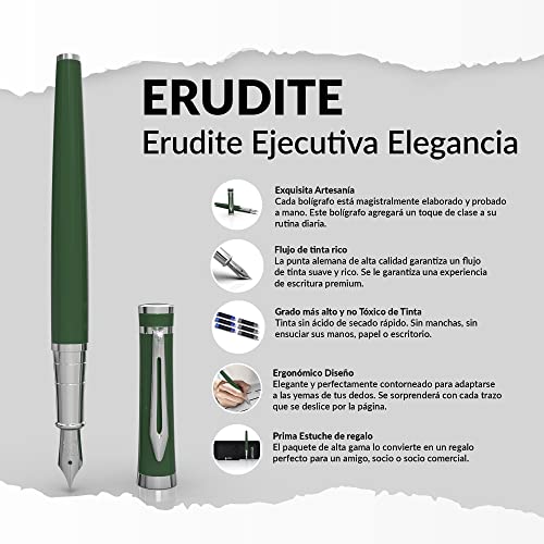Wordsworth & Black Juego de pluma estilográfica, punta mediana, incluye 6 cartuchos de tinta y convertidor de recarga de tinta, estuche de regalo, bolígrafos de escritura suave [carreras verde]