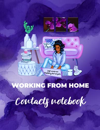 Working From Home - Contacts notebook; PURE PURPLE EDITION A: Business and VIP client’s data with notes and 2021-2100 calendar and floral watercolor drawings