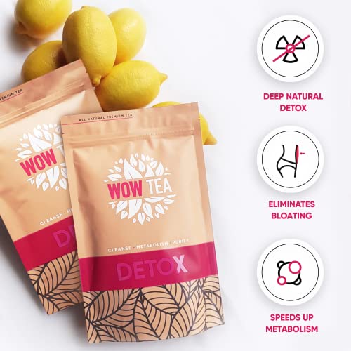 WOW TEA Detox - Programa de Purificación Corporal Profunda de 21 Días | Desintoxicación de Cuerpo Completo | Té de Desintoxicación de Hierbas con Yerba-Mate, Té Verde, Pu-erh | 150 gr, Made in EU