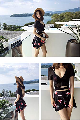 WSQ Ropa de baño para damas Traje de tres piezas Sexy spa Fragancia pequeña Cofre pequeño recogido Falda delgada Bikini Falda asimétrica Blusa sexy El diseño de la correa es más femenino Almo