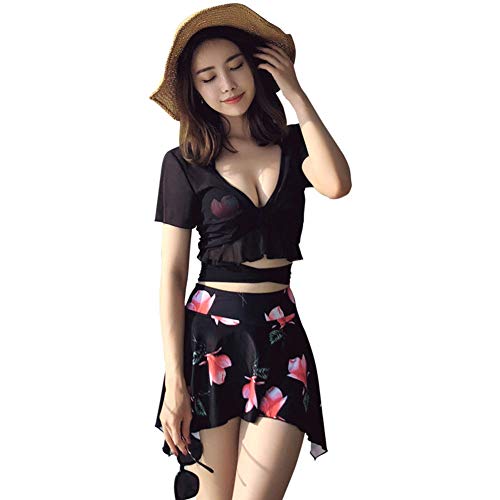 WSQ Ropa de baño para damas Traje de tres piezas Sexy spa Fragancia pequeña Cofre pequeño recogido Falda delgada Bikini Falda asimétrica Blusa sexy El diseño de la correa es más femenino Almo