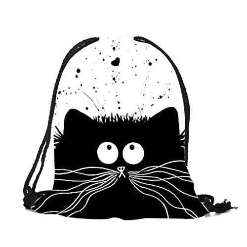 WT-DDJJK Mochila con cordón, Mochila portátil para Mujer con Estampado de Gato Lindo, Bolsas con cordón para Compras, Daypac de Viaje, Rebajas de Viernes Negro 2020