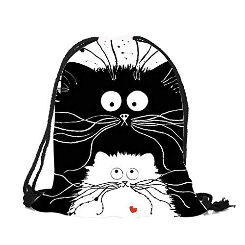 WT-DDJJK Mochila con cordón, Mochila portátil para Mujer con Estampado de Gato Lindo, Bolsas con cordón para Compras, Daypac de Viaje, Rebajas de Viernes Negro 2020