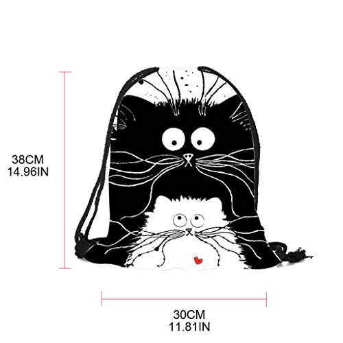 WT-DDJJK Mochila con cordón, Mochila portátil para Mujer con Estampado de Gato Lindo, Bolsas con cordón para Compras, Daypac de Viaje, Rebajas de Viernes Negro 2020