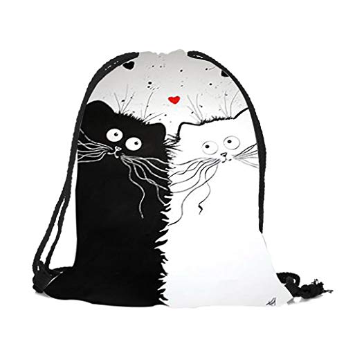 WT-DDJJK Mochila con cordón, Mochila portátil para Mujer con Estampado de Gato Lindo, Bolsas con cordón para Compras, Daypac de Viaje, Rebajas de Viernes Negro 2020