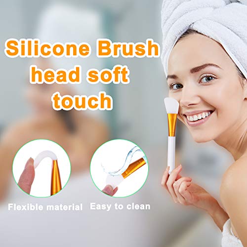 WUERQIE-Juego de 14 Cepillos de Silicona para Mascarilla, Cepillo para Mascarilla con Bandas para El Cabello y Cepillo para Mascarilla, para Mascarilla, Mascarilla para Ojos, Cuidado de la piel DIY