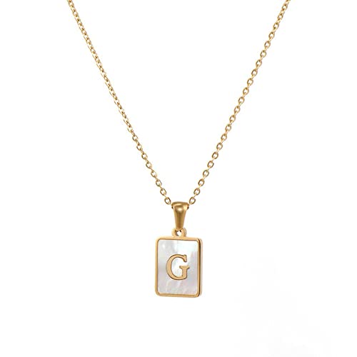 WUGDSQGH Collar De Mujer G Letra Oro Cadena Collar Masculino Cuadrado Personalidad Simple Letra Inicial Colgante Accesorios Damas Fiesta De Regalo, 45Cm