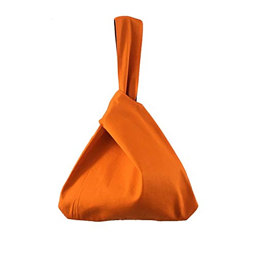 WWWL Bolso de muñeca con Nudo Bolso Nudo de algodón Femenino Original Hecho a Mano Hit Color Manos Bolsa Japonesa Estilo Mujer Retro Bolsas de muñeca Tote Orange
