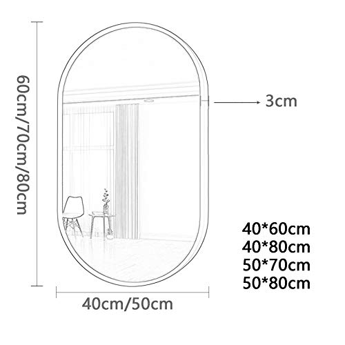 WWWRL Espejo De Pared Espejo Decorativo Simple Ovalado Nórdico Espejo Cosmético Moderno para Sala De Estar Baño Dormitorio, con Marco Espejo A Prueba De Explosiones, 40x80cm, 50x80cm