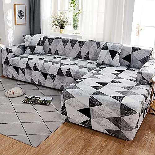 WXQY Funda de sofá elástica de Esquina en Forma de L para Mascotas, sofá Todo Incluido Antideslizante, sofá Chaise Longue Funda de sofá combinada A3 3 plazas