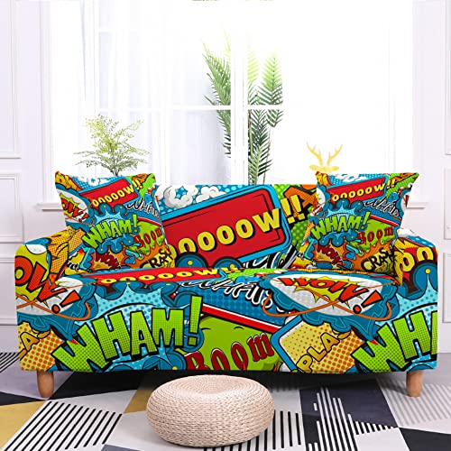 WXQY Graffiti Pintado Cuatro Estaciones Funda de sofá elástica Universal Moderna Funda de sofá de Esquina en Forma de L Funda de sofá A5 3 plazas