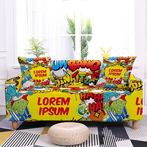 WXQY Graffiti Pintado Cuatro Estaciones Funda de sofá elástica Universal Moderna Funda de sofá de Esquina en Forma de L Funda de sofá A5 3 plazas