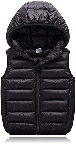 WYH Chaleco Plumas Niños Chalecos Acolchados for niños Chicas Caliente Caliente Vestido OUTERWEART HOUSHED VESTURA DE Invierno LIGHTHETH CHAQUETE Térmico (Color : Black, tamaño : 150)