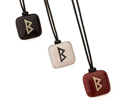 XanaLú Studio Runa de la fertilidad “Berkana” Colgante con Runa Berkana para mujer, Talismán rúnico del el amor, el crecimiento y la fertilidad (Granate)