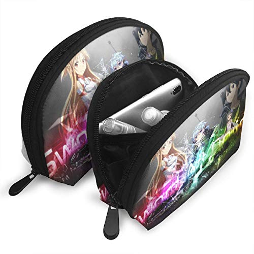 XCNGG Sword Art Online Asuna Yuuki Kirito Sinon Yui Bolsa de maquillaje con forma de concha Bolsa de embrague portátil Monedero Organizador de bolsos multifunción para mujeres Viajes Bolsas de almacen