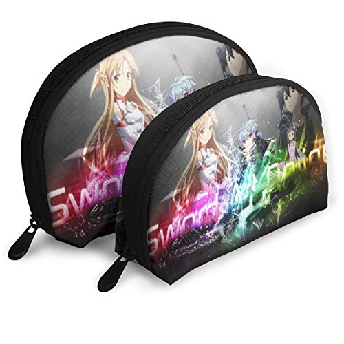 XCNGG Sword Art Online Asuna Yuuki Kirito Sinon Yui Bolsa de maquillaje con forma de concha Bolsa de embrague portátil Monedero Organizador de bolsos multifunción para mujeres Viajes Bolsas de almacen