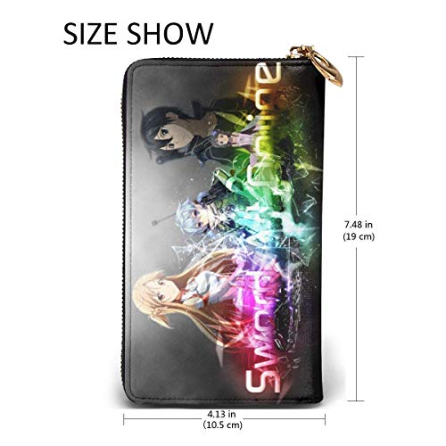 XCNGG Sword Art Online Asuna Yuuki Kirito Sinon Yui Monedero Bloqueo RFID Carteras con cremallera de cuero genuino Monedero Monedero de viaje alrededor del titular de la tarjeta Organizador Bolso de m