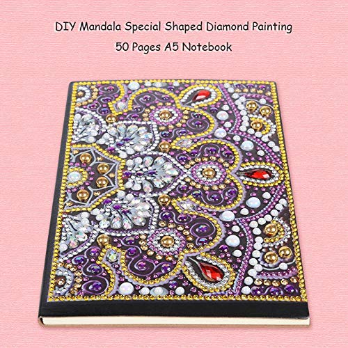Xdefkoloe58223 Pintura Diamante DIY 50 Páginas A5 Sin hilos Cuaderno Pintura Diamante Libro de Belleza Papelería de Moda