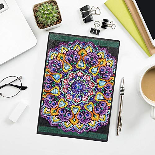 Xdefkoloe58223 Pintura Diamante DIY 50 Páginas A5 Sin hilos Cuaderno Pintura Diamante Libro de Belleza Papelería de Moda