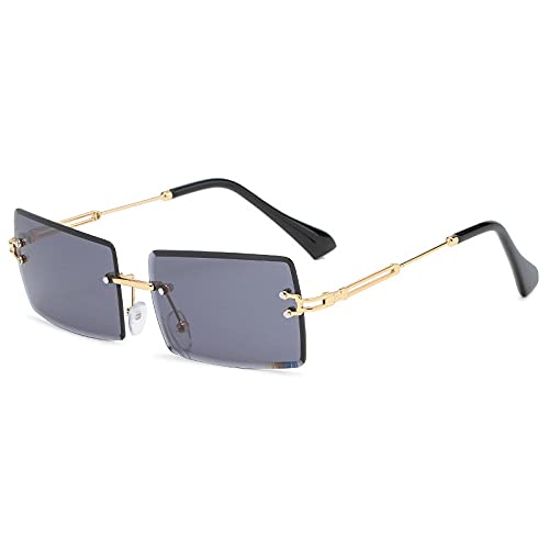 XDOUBAO Gafas de sol Gafas de sol Cortado de marea femenino sin marco Gafas de metal Marco Gafas de sol-Venta al por mayor de fábrica_Gradiente de oro de oro amarillo verde