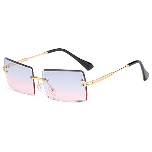 XDOUBAO Gafas de sol Gafas de sol Cortado de marea femenino sin marco Gafas de metal Marco Gafas de sol-Venta al por mayor de fábrica_Gradiente de oro de oro amarillo verde