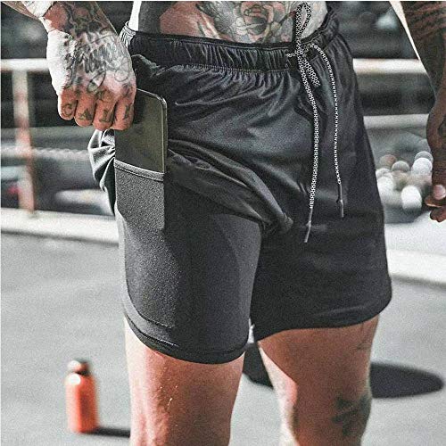 XDSP Pantalón Corto para Hombre,Pantalones Cortos Deportivos para Correr 2 en 1 con Compresión Interna y Bolsillo para Hombres