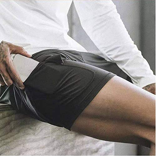 XDSP Pantalón Corto para Hombre,Pantalones Cortos Deportivos para Correr 2 en 1 con Compresión Interna y Bolsillo para Hombres