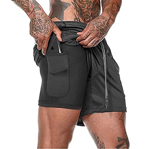 XDSP Pantalón Corto para Hombre,Pantalones Cortos Deportivos para Correr 2 en 1 con Compresión Interna y Bolsillo para Hombres