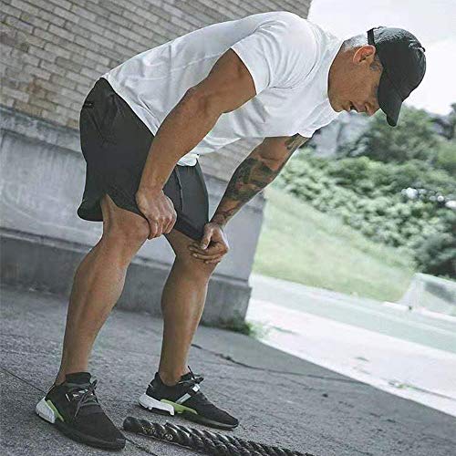 XDSP Pantalón Corto para Hombre,Pantalones Cortos Deportivos para Correr 2 en 1 con Compresión Interna y Bolsillo para Hombres