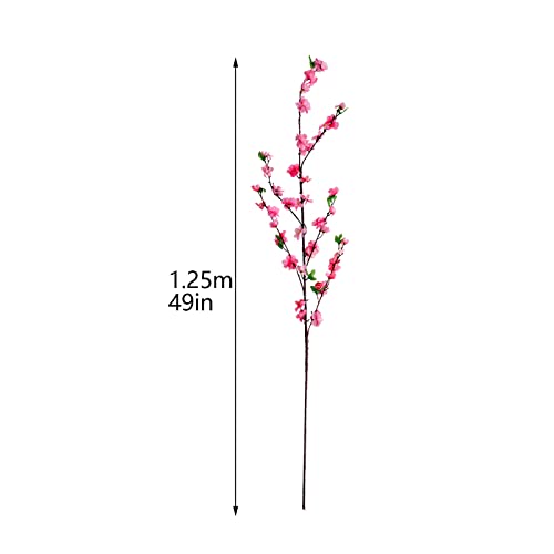 XHONG 6 ramas artificiales de flor de durazno, tallos de melocotón de imitación de primavera, ramas de durazno, plantas falsas de melocotón, para el hogar, boda, jarrón de mesa (jarrón no incluido)