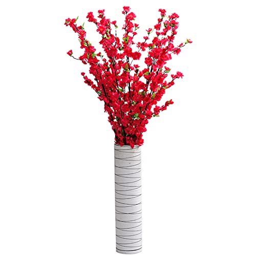 XHONG 6 ramas artificiales de flor de durazno, tallos de melocotón de imitación de primavera, ramas de durazno, plantas falsas de melocotón, para el hogar, boda, jarrón de mesa (jarrón no incluido)