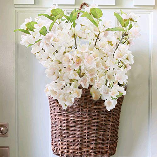 XHXSTORE 4pcs Ramo de Flores Artificiales Decoracion Blancas Flor de Melocotón de Seda Falsa Planta Cerezo Simulacion para Boda Hogar Centro de Mesa Arreglo Floral Bautizo Primavera Balcon Patio