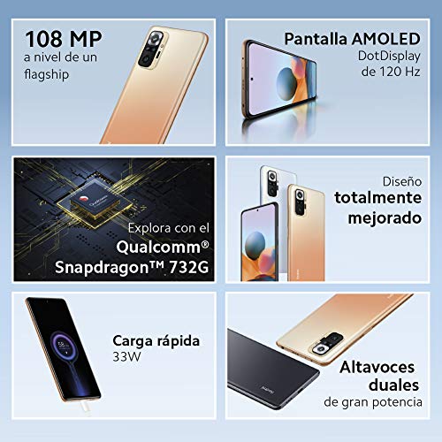 Xiaomi Redmi Note 10 Pro - Smartphone 8+128GB, 6,67" AMOLED DotDisplay de 120 Hz, Snapdragon 732G, 108 MP Cámara cuádruple, 5020 mAh, Azul Glaciar