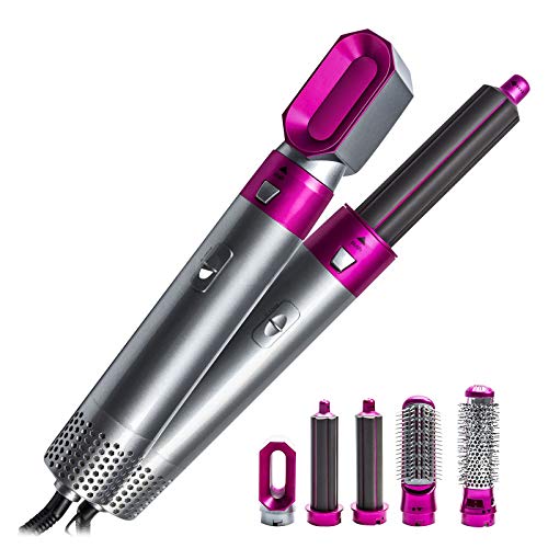 Ximin - Peine secador de pelo, 5 en 1, multifunción, rizador, alisador de pelo, portátil, secador eléctrico intercambiable para mujeres y hombres (A)