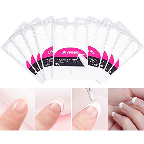 Xinlie Guía Francesa de Consejos Pegatinas Kit de Pegatinas de uñas Manicura Francesa Guías Pegatinas de Uñas Francesas Plantillas de Uñas Pegatinas de Arte de Uñas Francesas 50x48 Piezas