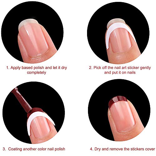 Xinlie Guía Francesa de Consejos Pegatinas Kit de Pegatinas de uñas Manicura Francesa Guías Pegatinas de Uñas Francesas Plantillas de Uñas Pegatinas de Arte de Uñas Francesas 50x48 Piezas