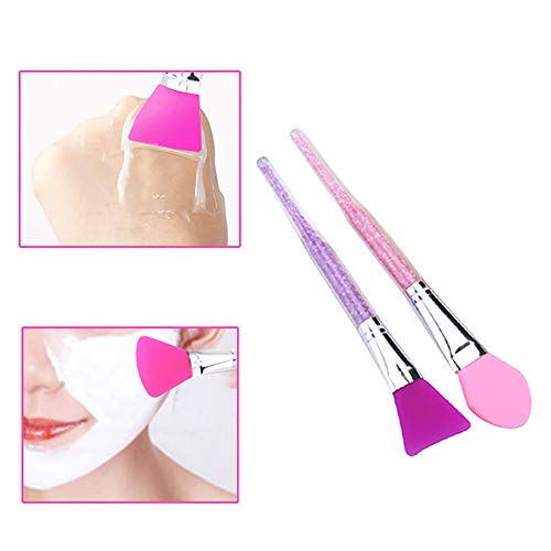 Xiton 2 UNIDS Silicona Máscara Facial Pincel Maquillaje Herramienta de Belleza Mascarilla de Lodo Facial Aplicador Corporal Loción Corporal Mantequilla Cepillo Aplicador (Rosa púrpura)