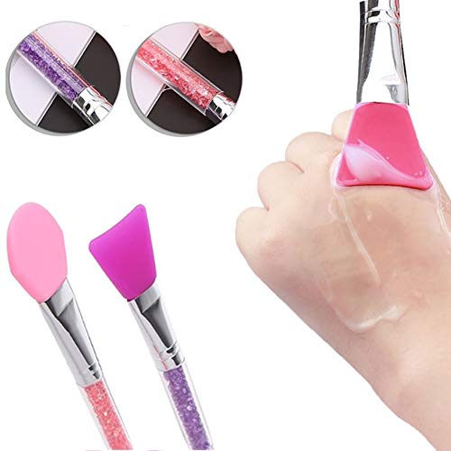 Xiton 2 UNIDS Silicona Máscara Facial Pincel Maquillaje Herramienta de Belleza Mascarilla de Lodo Facial Aplicador Corporal Loción Corporal Mantequilla Cepillo Aplicador (Rosa púrpura)
