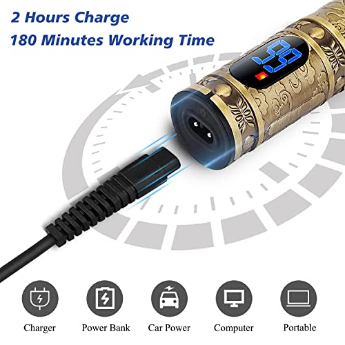 Xnuoyo Advanced Metal Máquina de Cortar Pelo Profesional Cortapelos Hombre Corte Pelo, Máquina Cortar Pelo Inalámbrico Batería, Recortador Pelo Barba Kit Familia (LED-Dorado)