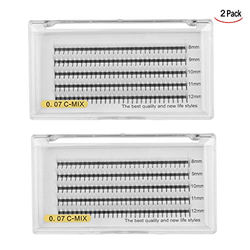 Xrten 8D Volumen Ventilador Pestañas, Pestañas Postizas para Salón Profesional, Extensiones de Pestañas 8D Volumen 2 Bandejas de 0.07mm de Curvatura en D 8-12mm Longitud de Mezcla, Pestañas Rusas
