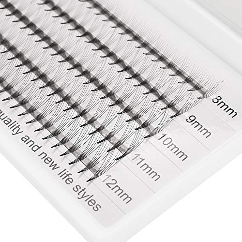 Xrten 8D Volumen Ventilador Pestañas, Pestañas Postizas para Salón Profesional, Extensiones de Pestañas 8D Volumen 2 Bandejas de 0.07mm de Curvatura en D 8-12mm Longitud de Mezcla, Pestañas Rusas